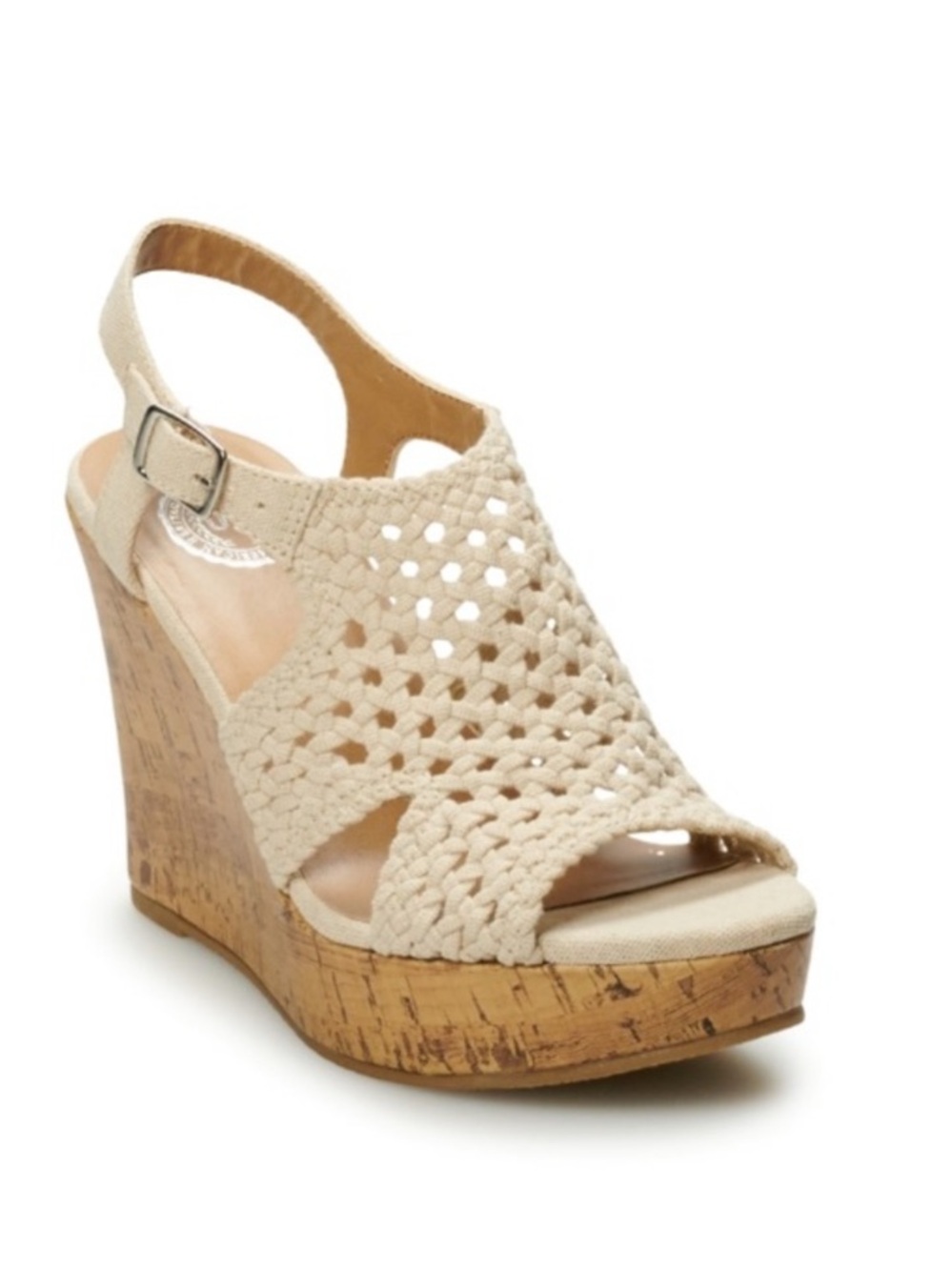 Beige Crochet Wedge Sandals - Women